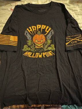 Grunt Style Happy Hallow Point T-Shirt Mens 4X Black Halloween Pumpkin
